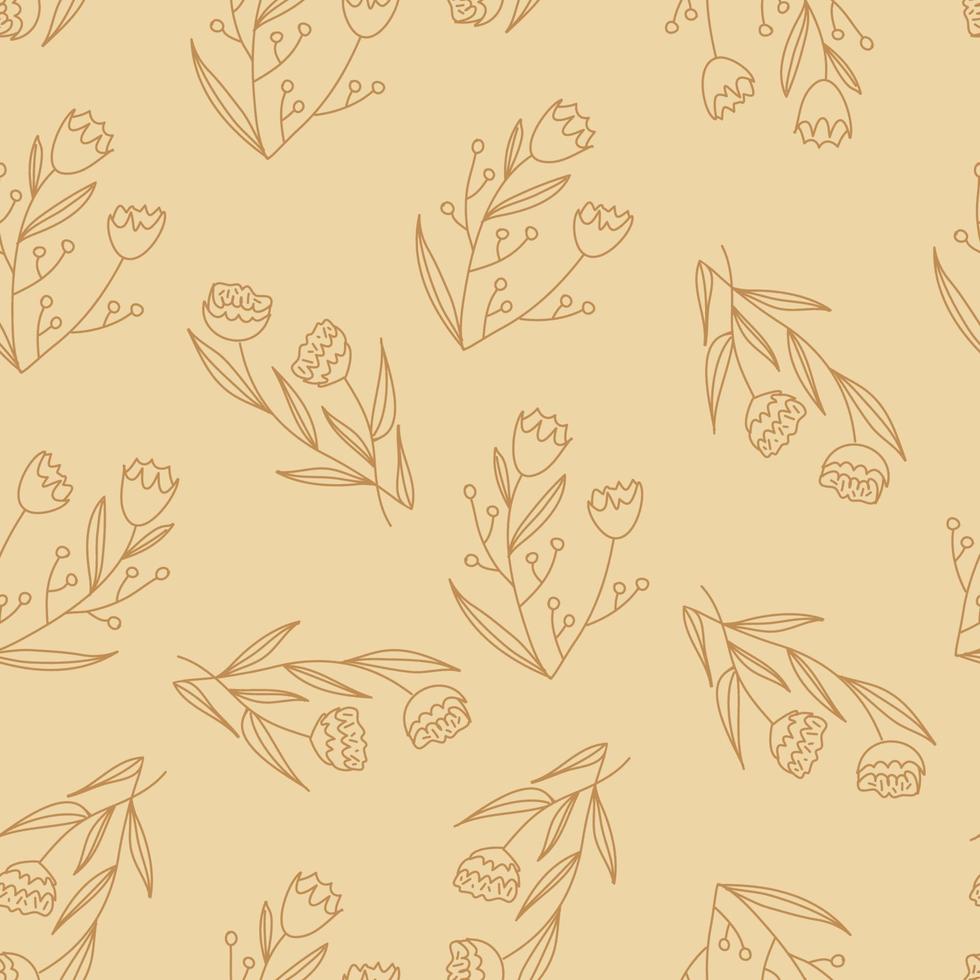 Minimal botanical art seamless pattern. vector