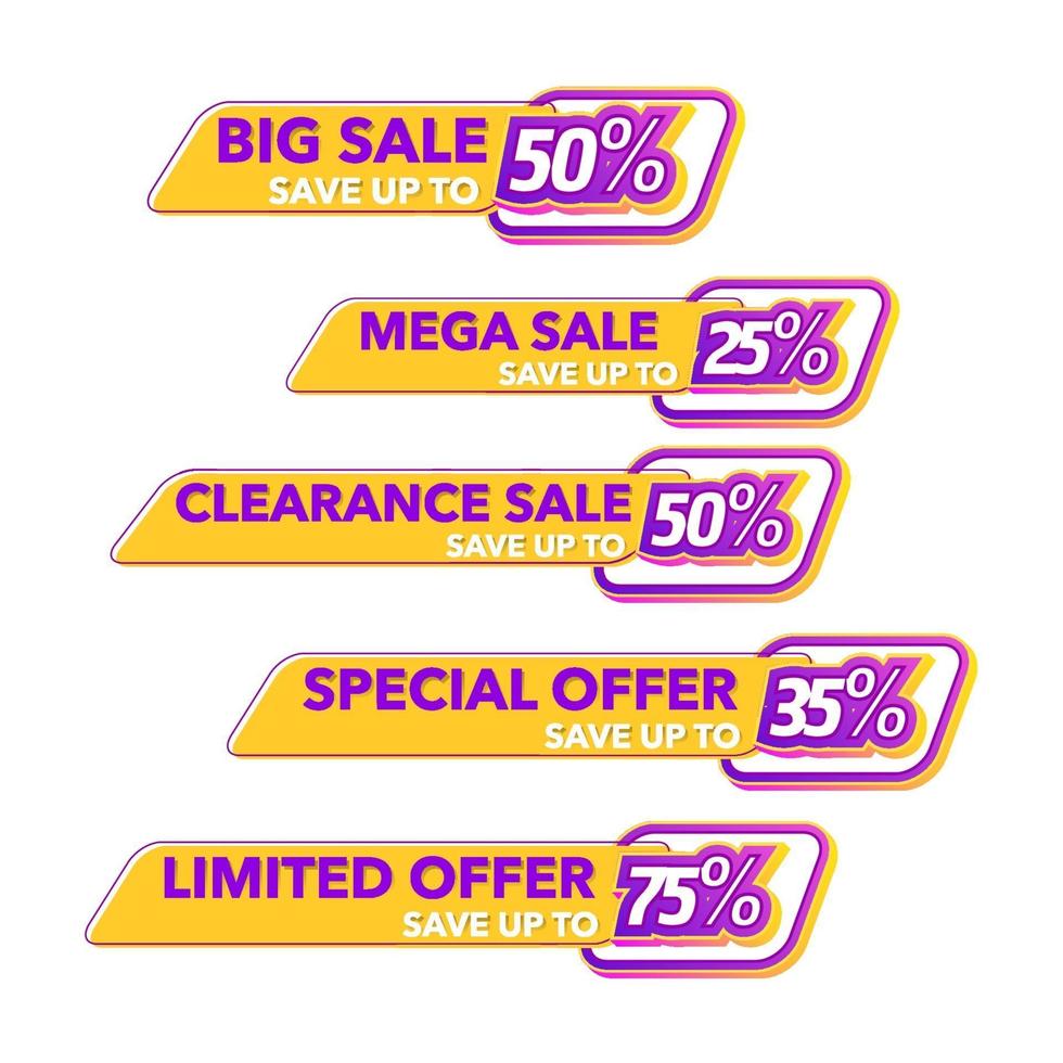 Sale of Special Offers and Discount promo Tag vector