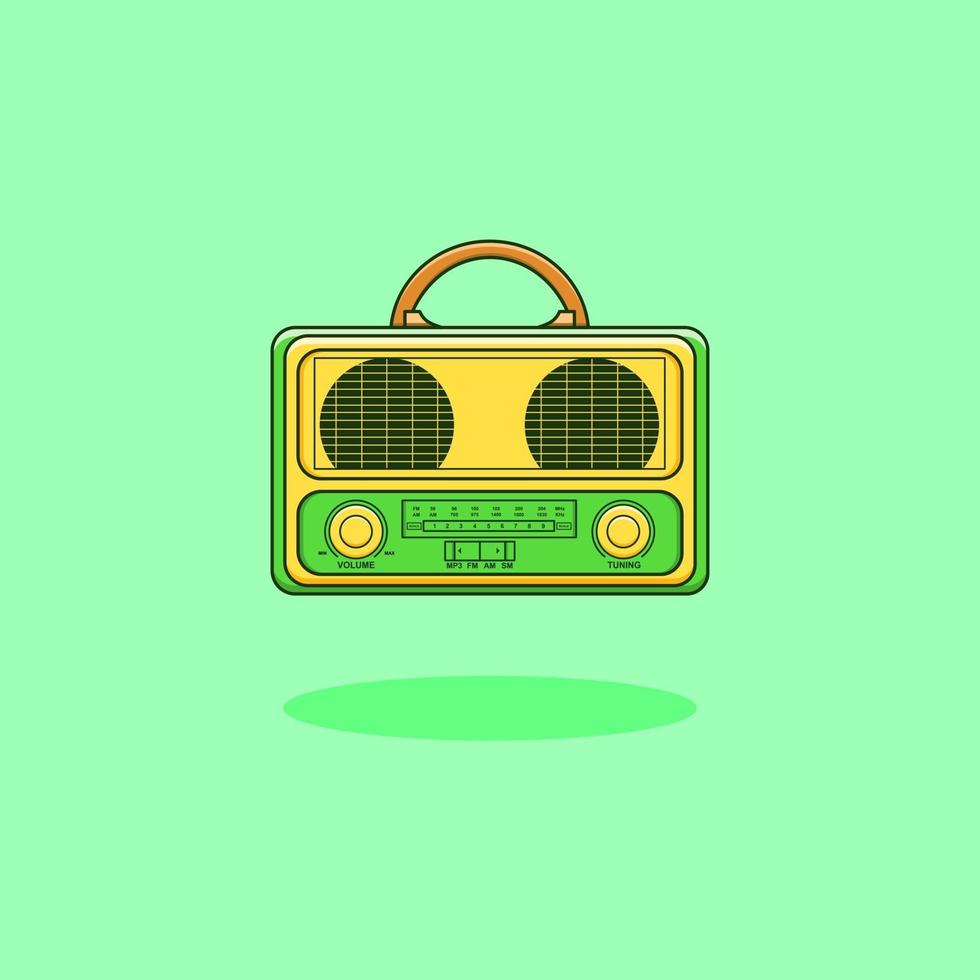 Retro radio cartoon icon illustration vector