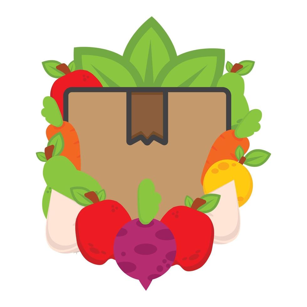delivery box with vegetables illustration. world vegan day vector