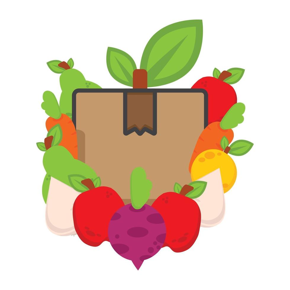 delivery box with vegetables illustration. world vegan day vector