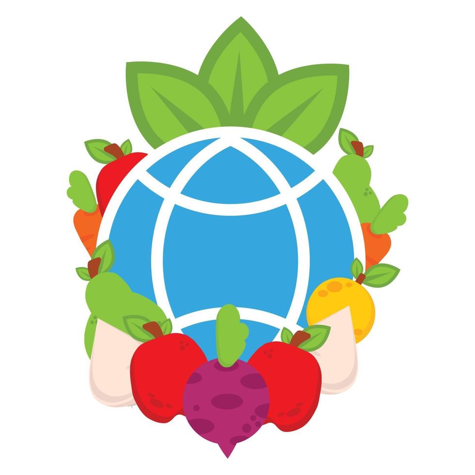 globo con ilustración de verduras. día mundial del vegano, vector