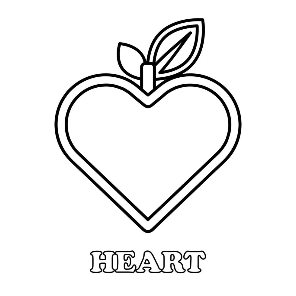 heart with leaf coloring page. coloring page for children vector