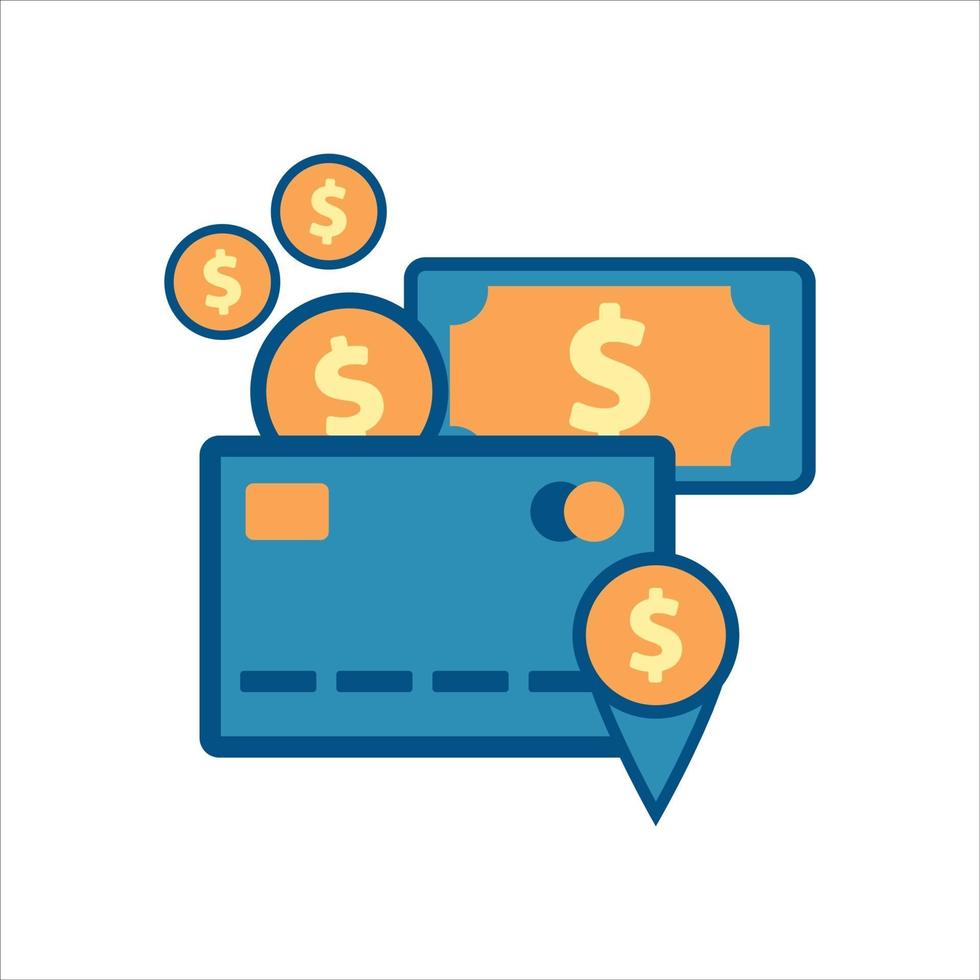 tarjeta de crédito con icono de dinero. icono financiero vector