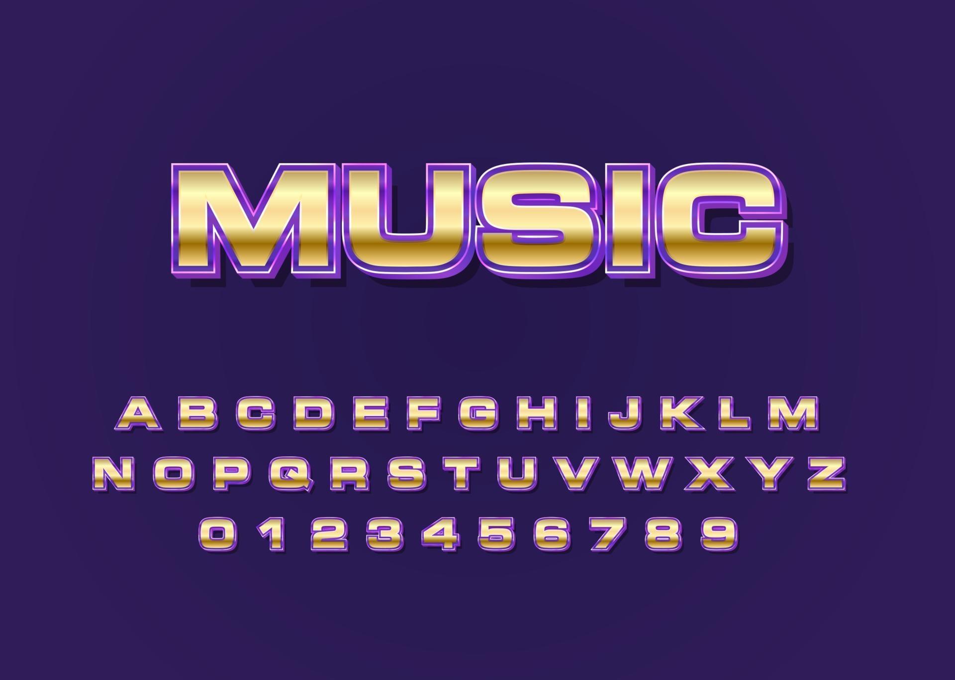 3d Metallic font style modern typeface alphabet and number 3158660