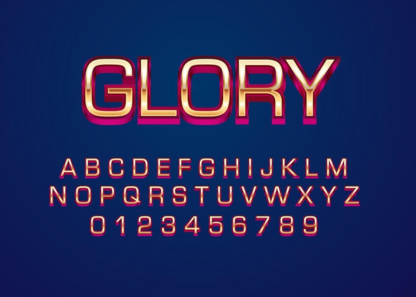 Glory gold red custom alphabet font effect vector