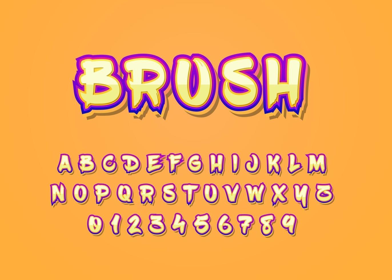 Custom font effect with graffiti style, set of alphabet and number vector