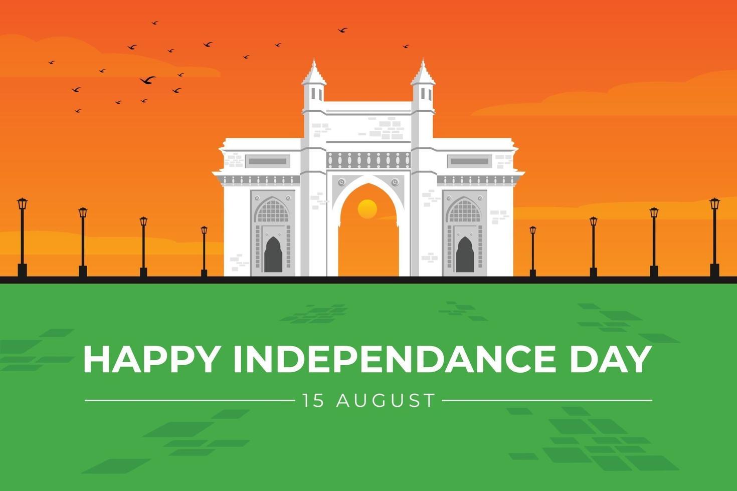 Indian Independence day vector illustration with Gateway of India