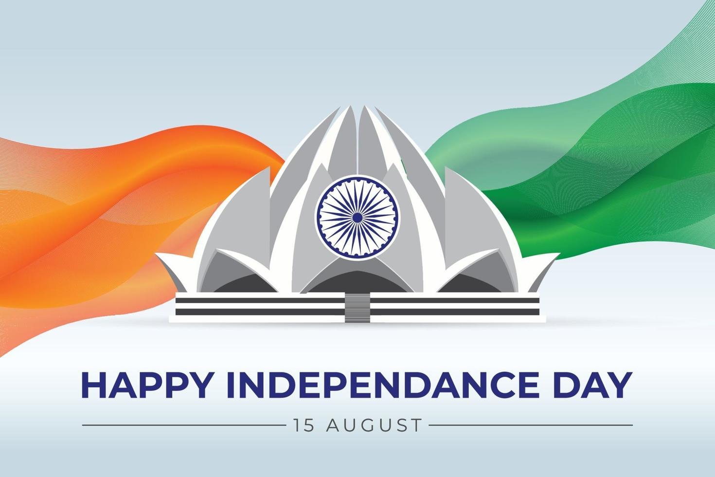 Indian Independence day vector illustration with Lotus Temple, India