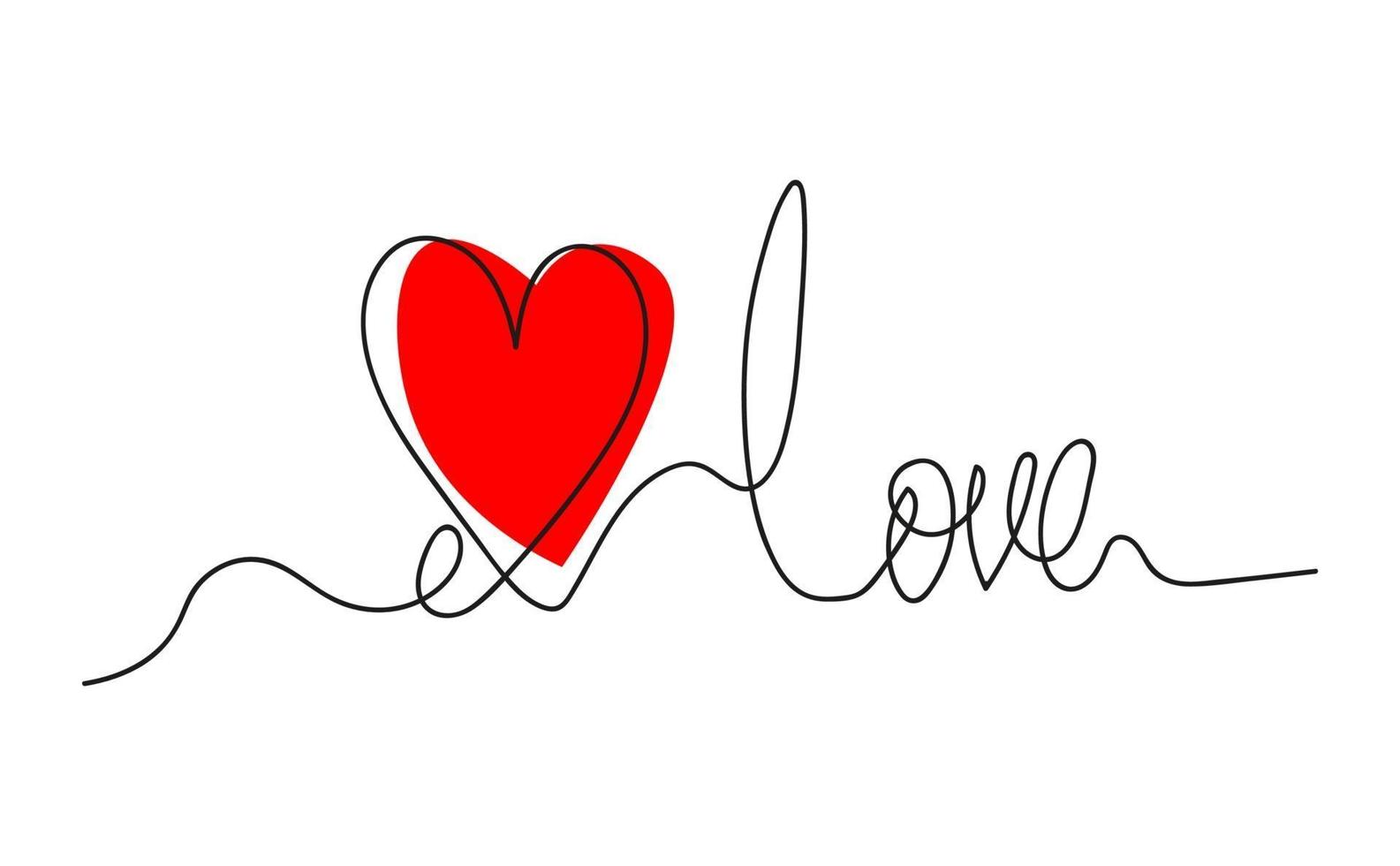 Vector image one line stroke love