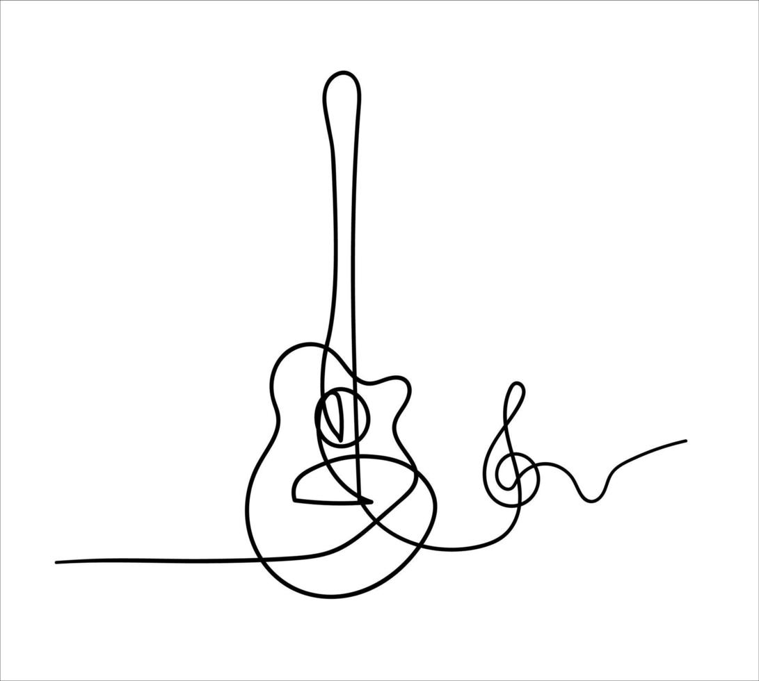 hand drawing one line stroke tone and love music vector