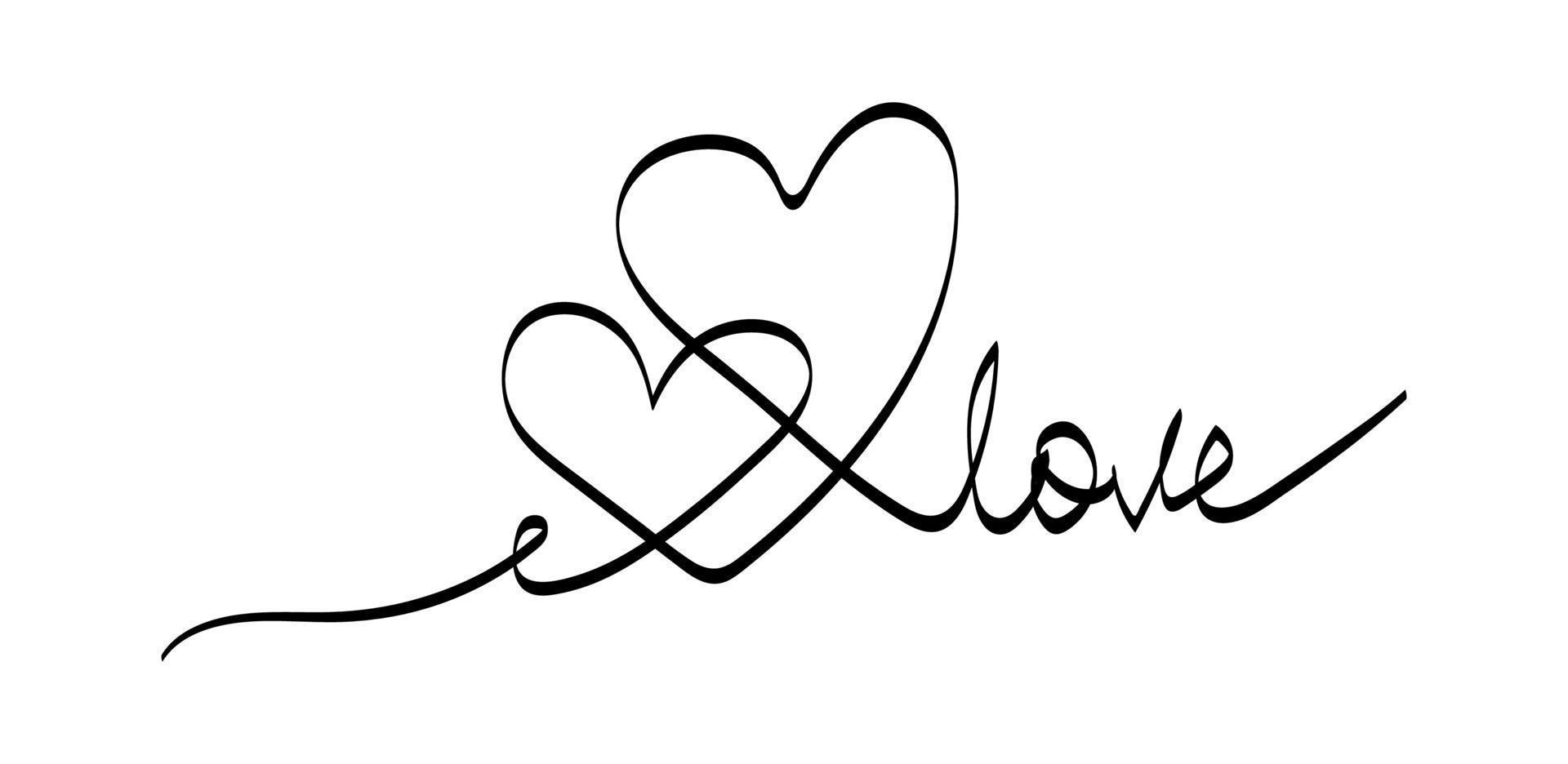 Vector image one line stroke love