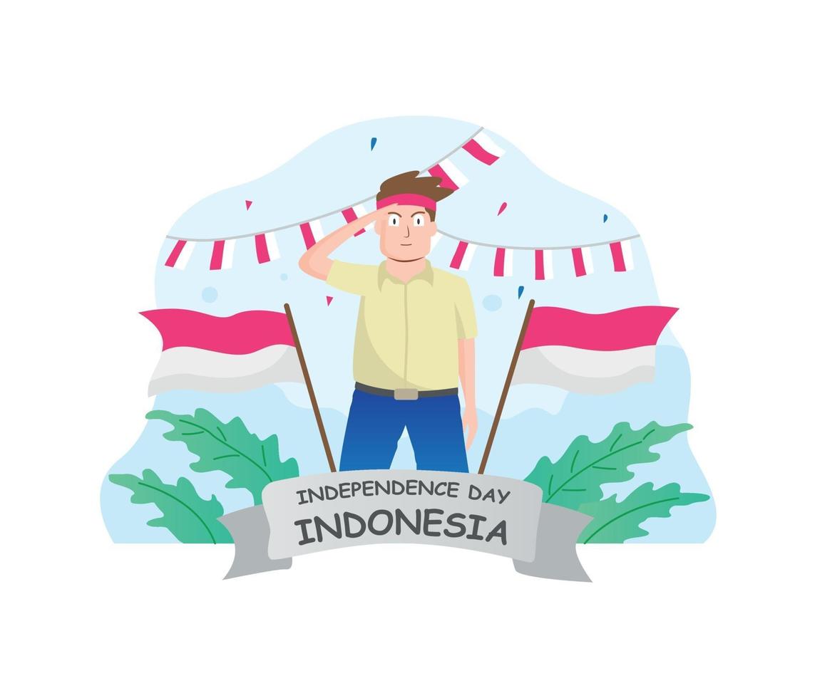 ilustración plana del día de la independencia de indonesia vector