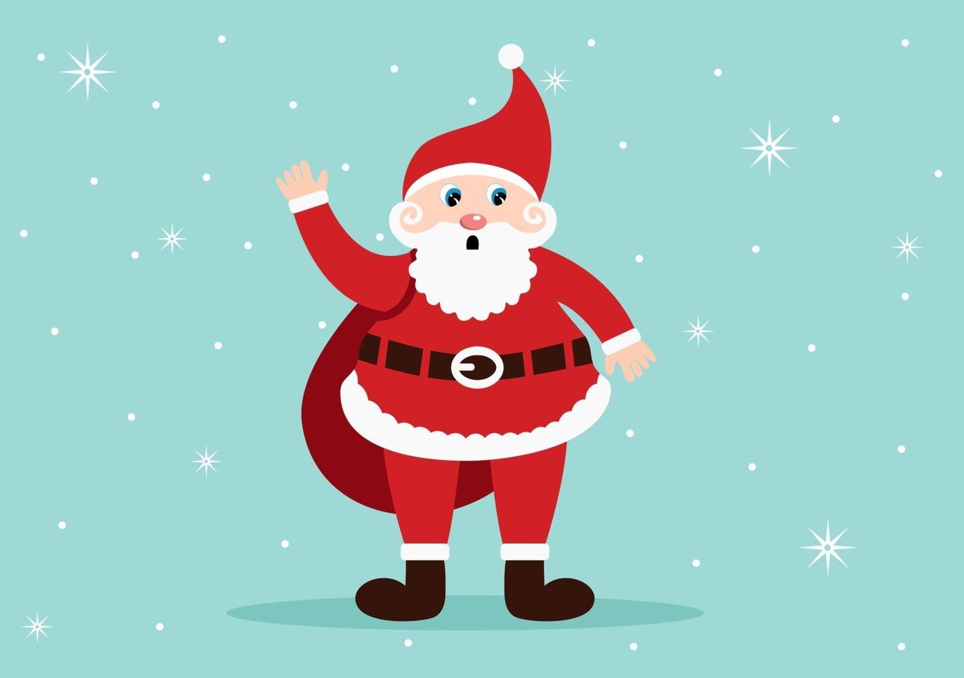 Merry Christmas, Cute Cartoon Santa Claus Background and Friends vector