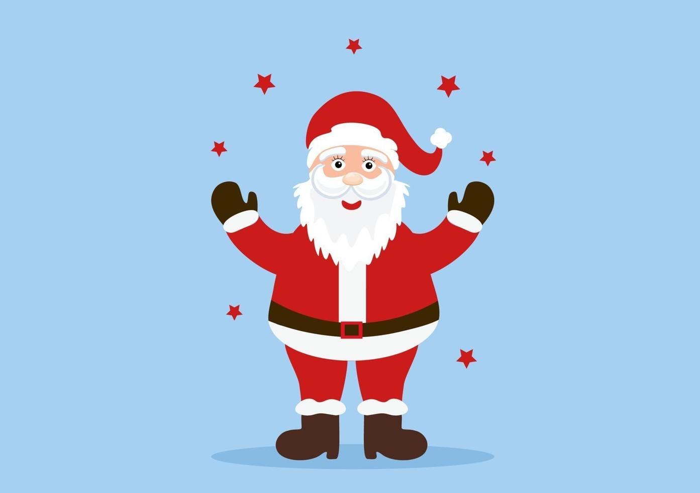 Merry Christmas, Cute Cartoon Santa Claus Background and Friends vector