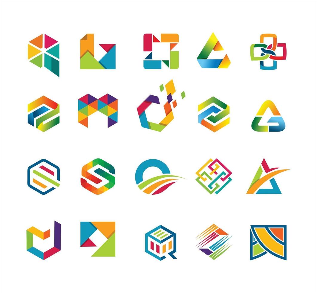Set Of Abstract Geometric  square,circle, hexagon triangle colorful vector
