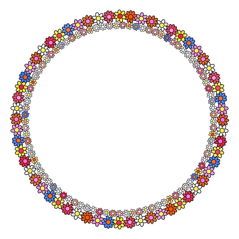 Floral Daisy Circle Page Border vector