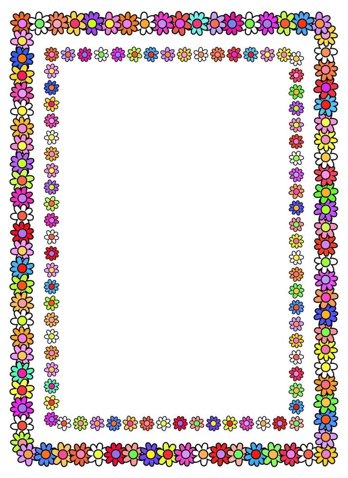 Floral Doodle Daisy Page Border vector