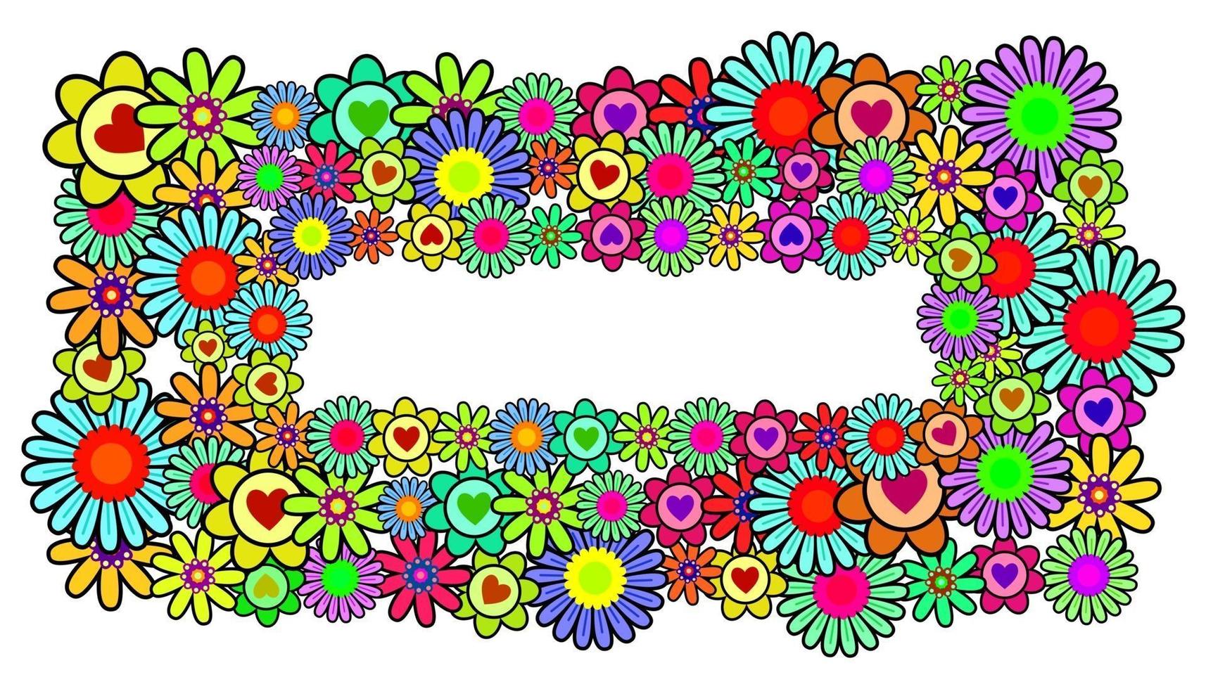 Funky Floral Daisy Banner Border vector