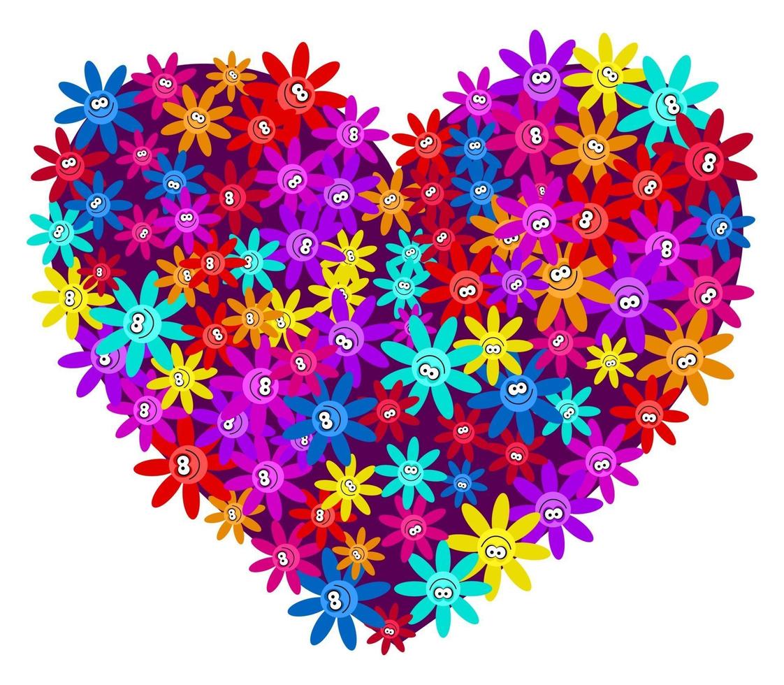 Pretty Floral Happy Heart Shape vector