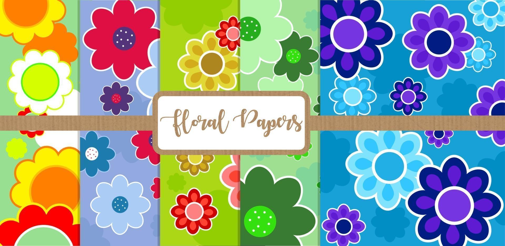 Floral Daisy Paper Pattern Pack vector
