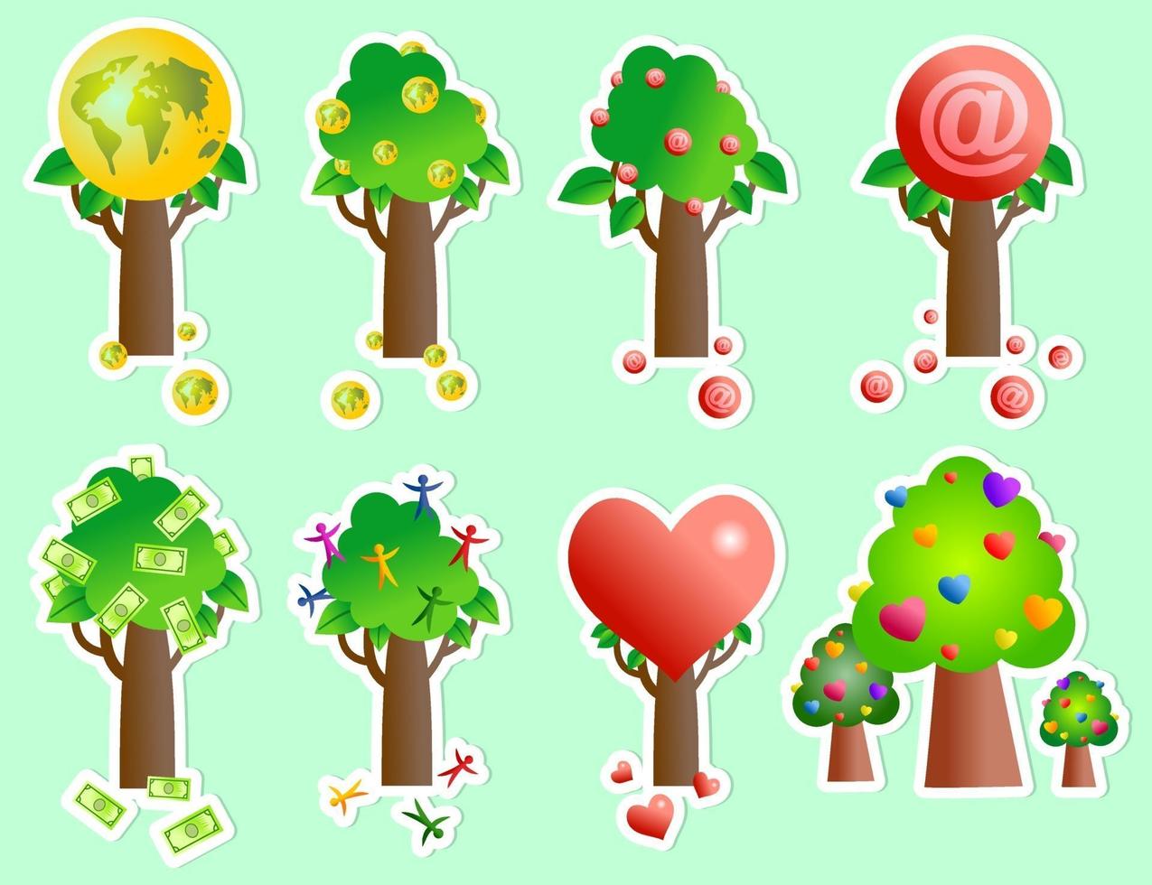 Conceptual Sticker Tree Set vector