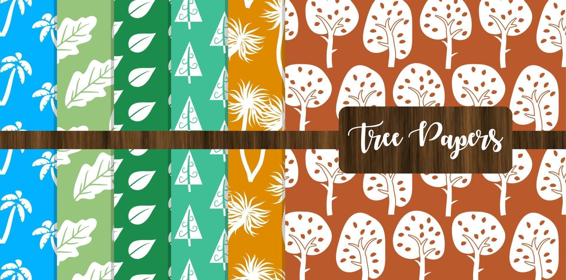 Foliage Tree Pattern Paper Pack vector