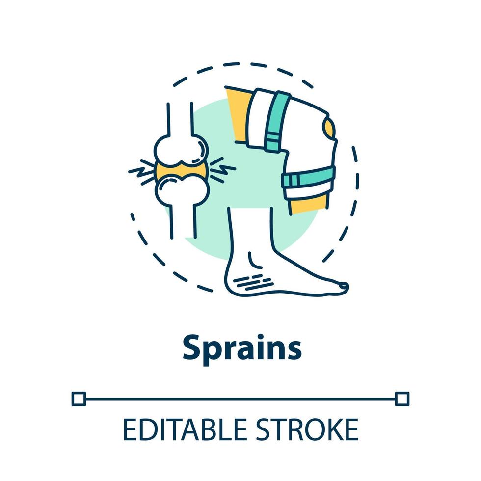 Sprains, muscle injury, trauma concept icon vector
