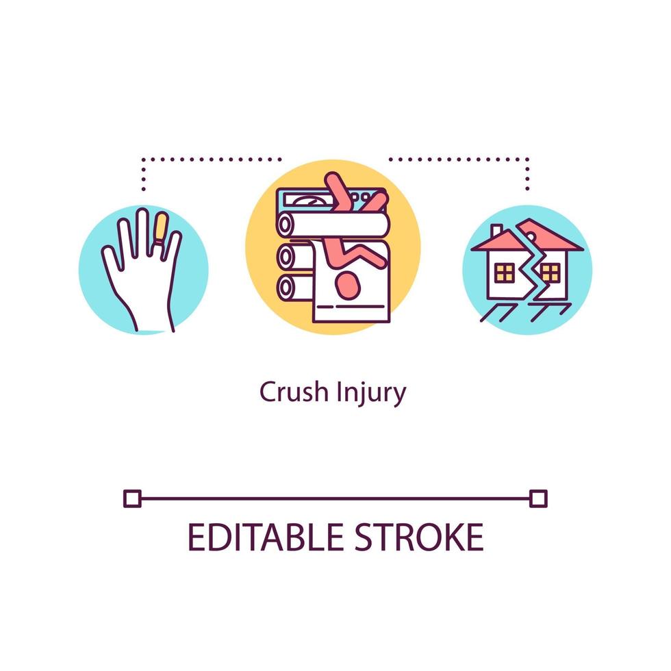 Crush injury, body compression concept icon vector