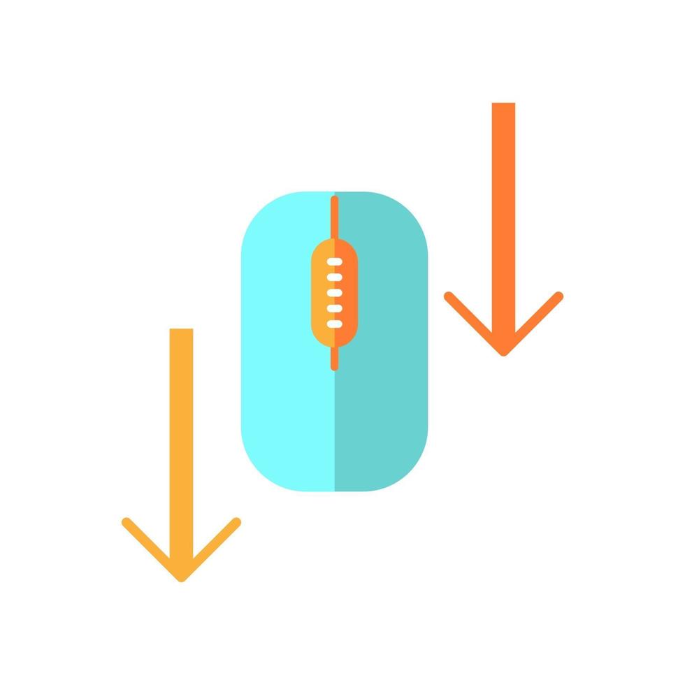 Scroll down mouse flat design cartoon RGB color icon vector