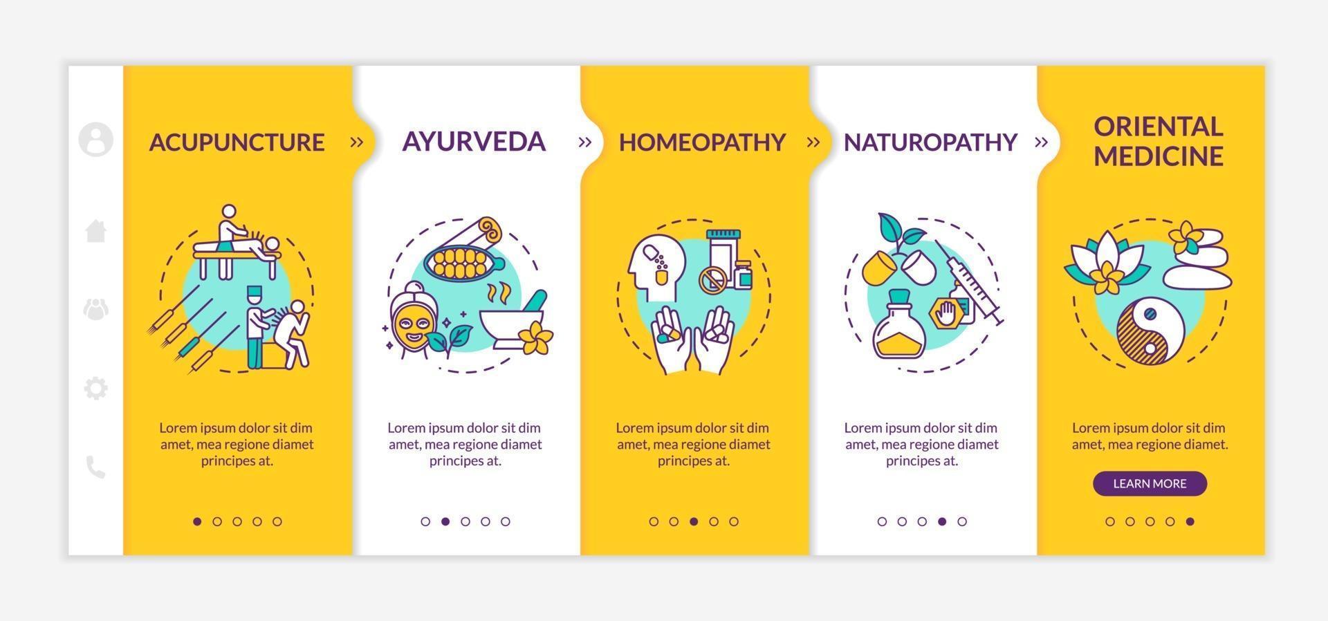 Traditional alternative medicine onboarding vector template