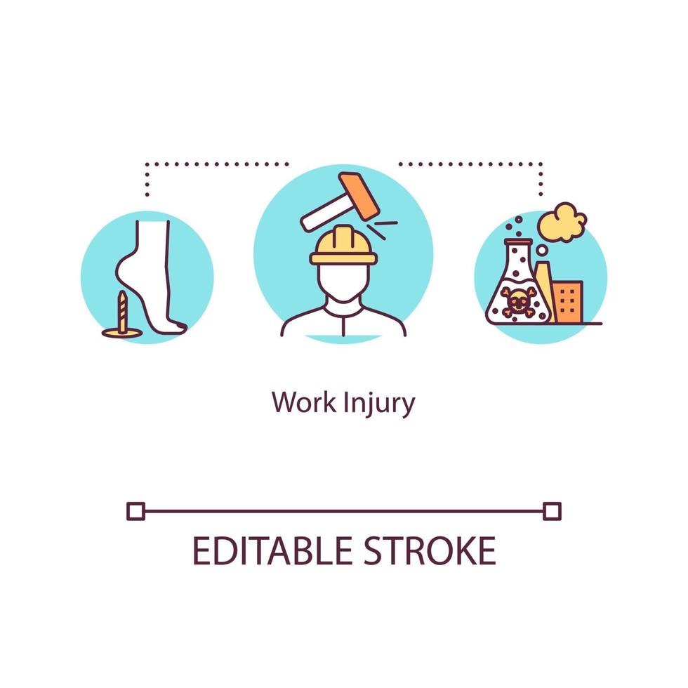 Work injury, industrial traumatism concept icon vector