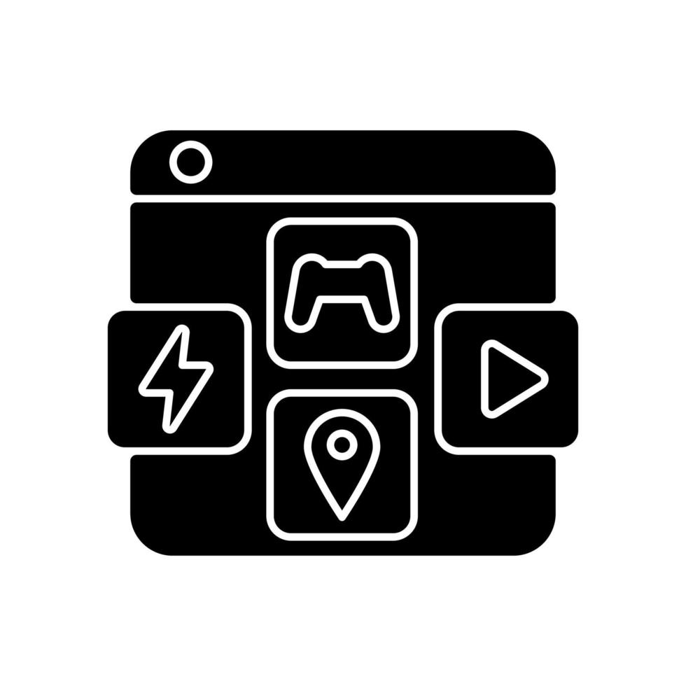 App distribution platforms black glyph icon vector