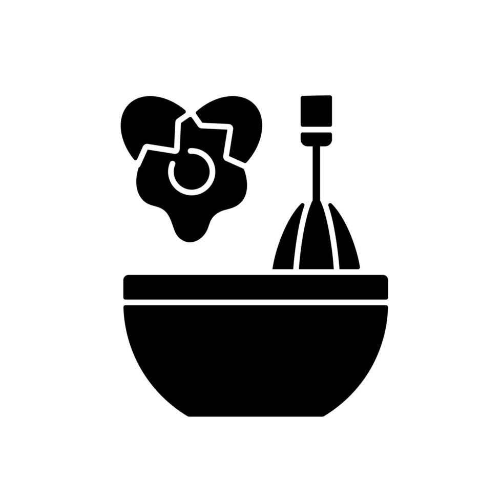 Scramble cooking ingredient black glyph icon vector
