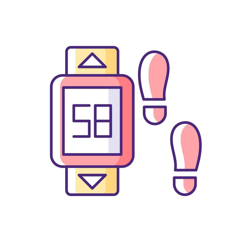 Online fitness pedometer device RGB color icon. vector