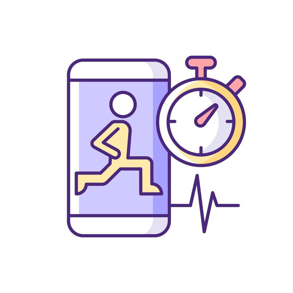 High intensity and intervals workout RGB color icon. vector