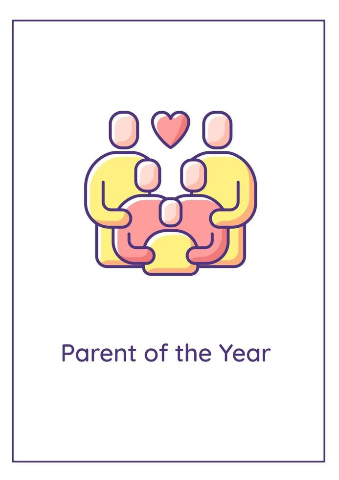 Parents of year greeting card with color icon element vector