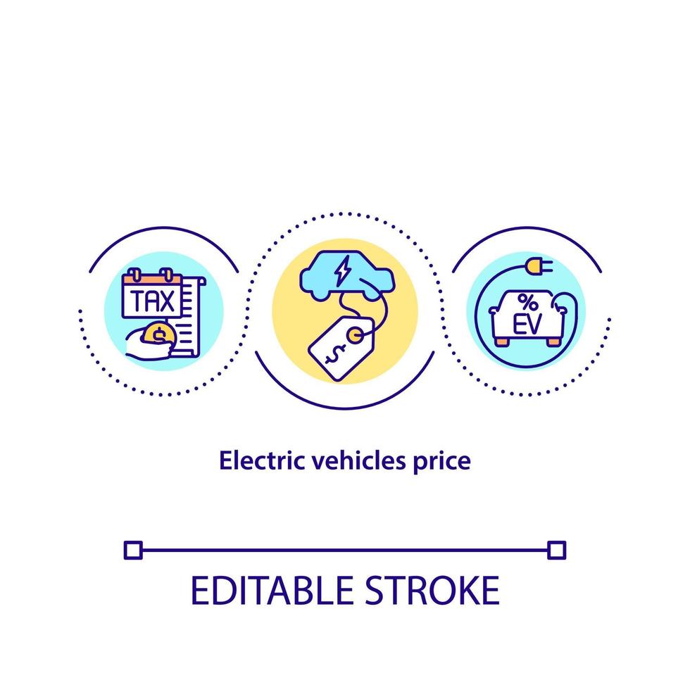 icono de concepto de precio de vehículos eléctricos. vector