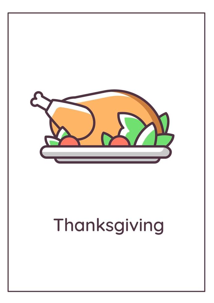 Thanksgiving turkey greeting card with color icon element vector