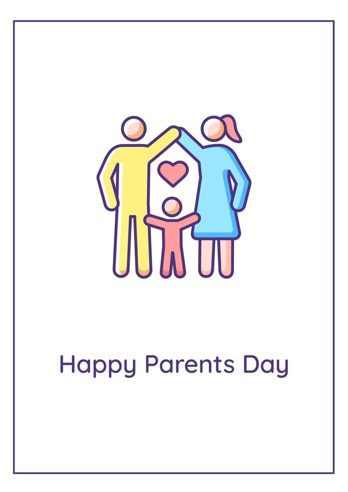 Happy parents day greeting card with color icon element vector