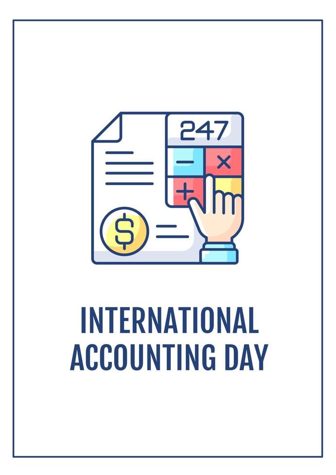 International accounting day greeting card with color icon element vector