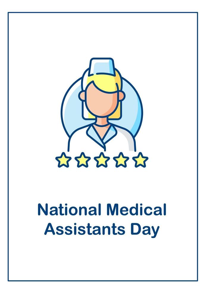 Medical assisting profession day greeting card with color icon element vector