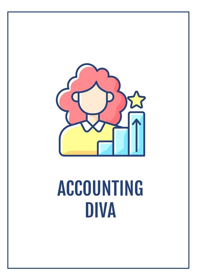 Accounting diva greeting card with color icon element vector