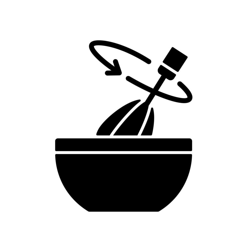 Stir cooking ingredient black glyph icon vector