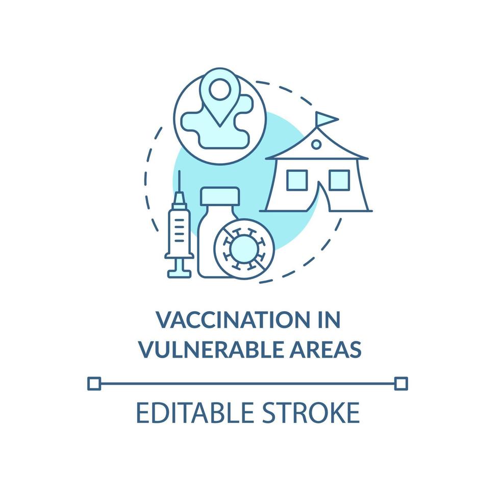 Vaccination in vulnerable areas concept icon. vector