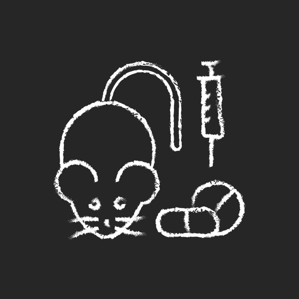 Testing medicine on animals chalk white icon on dark background vector