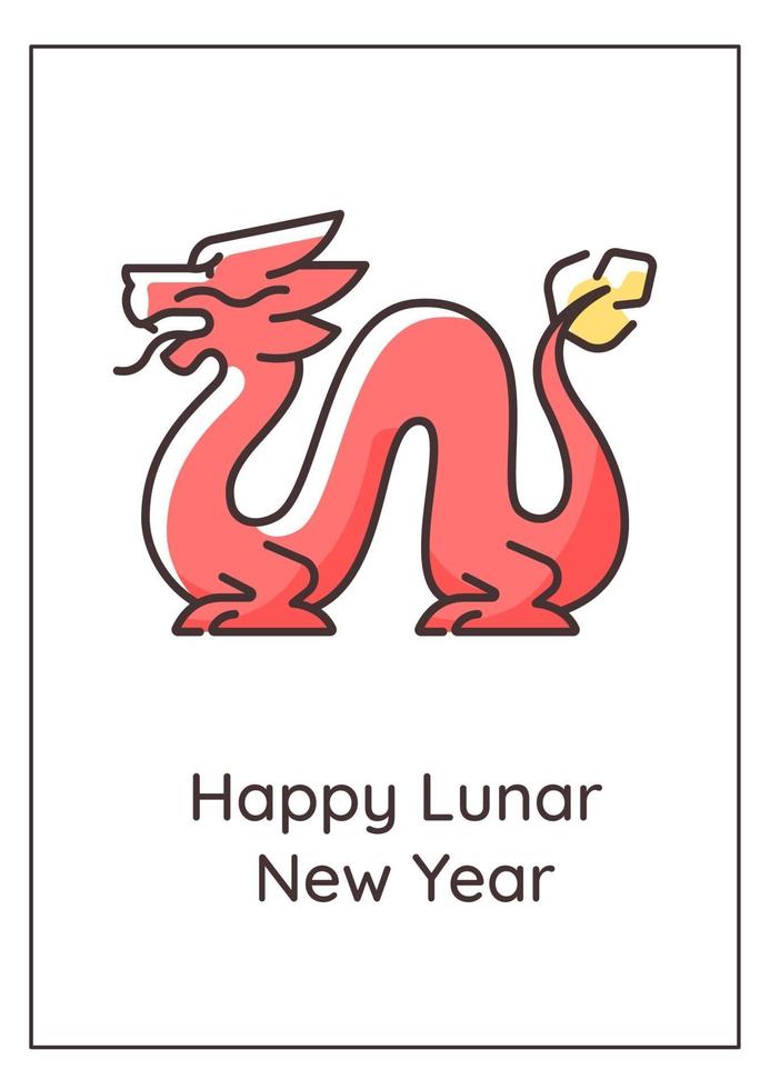 Happy lunar new year greeting card with color icon element vector