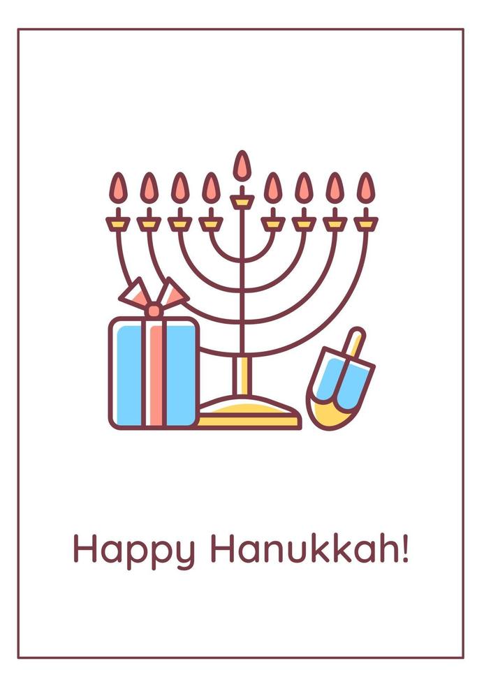 Happy Hanukkah holiday greeting card with color icon element vector