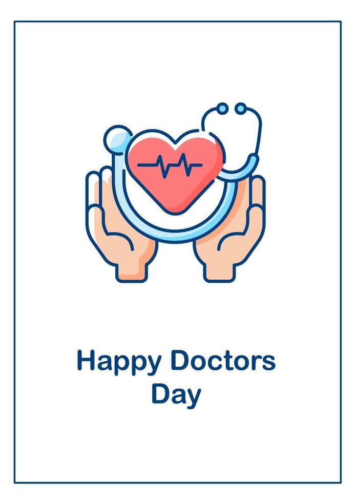 Tarjeta de felicitación feliz del día del médico con elemento de icono de color vector