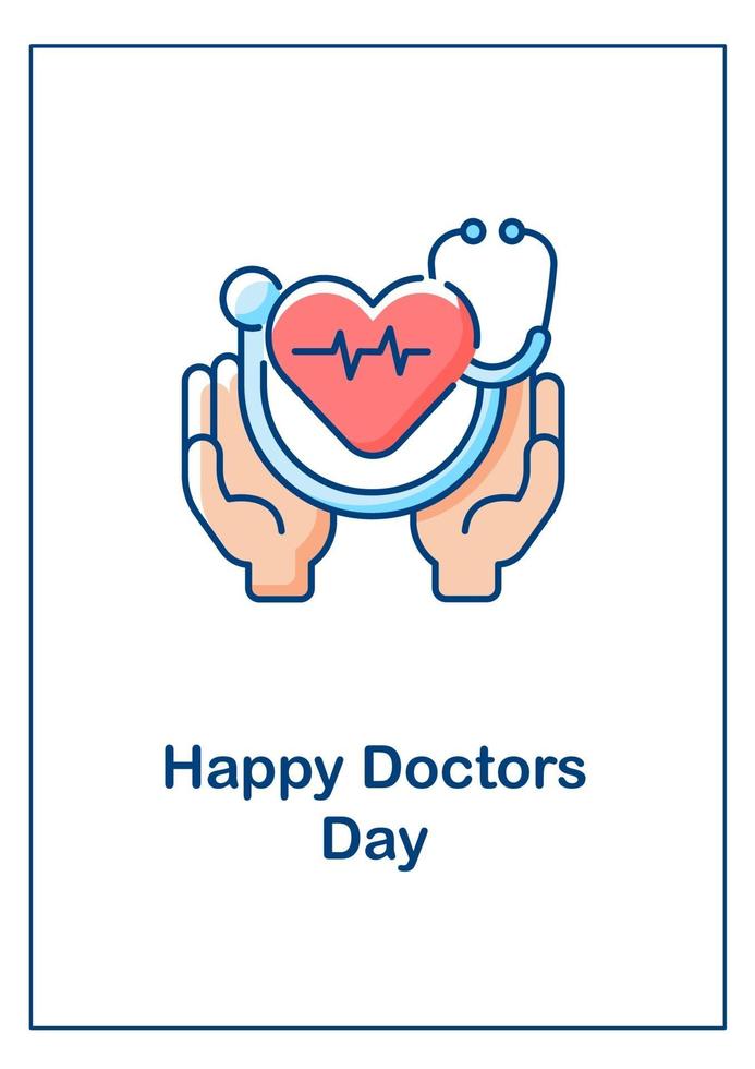 Happy doctors day greeting card with color icon element vector